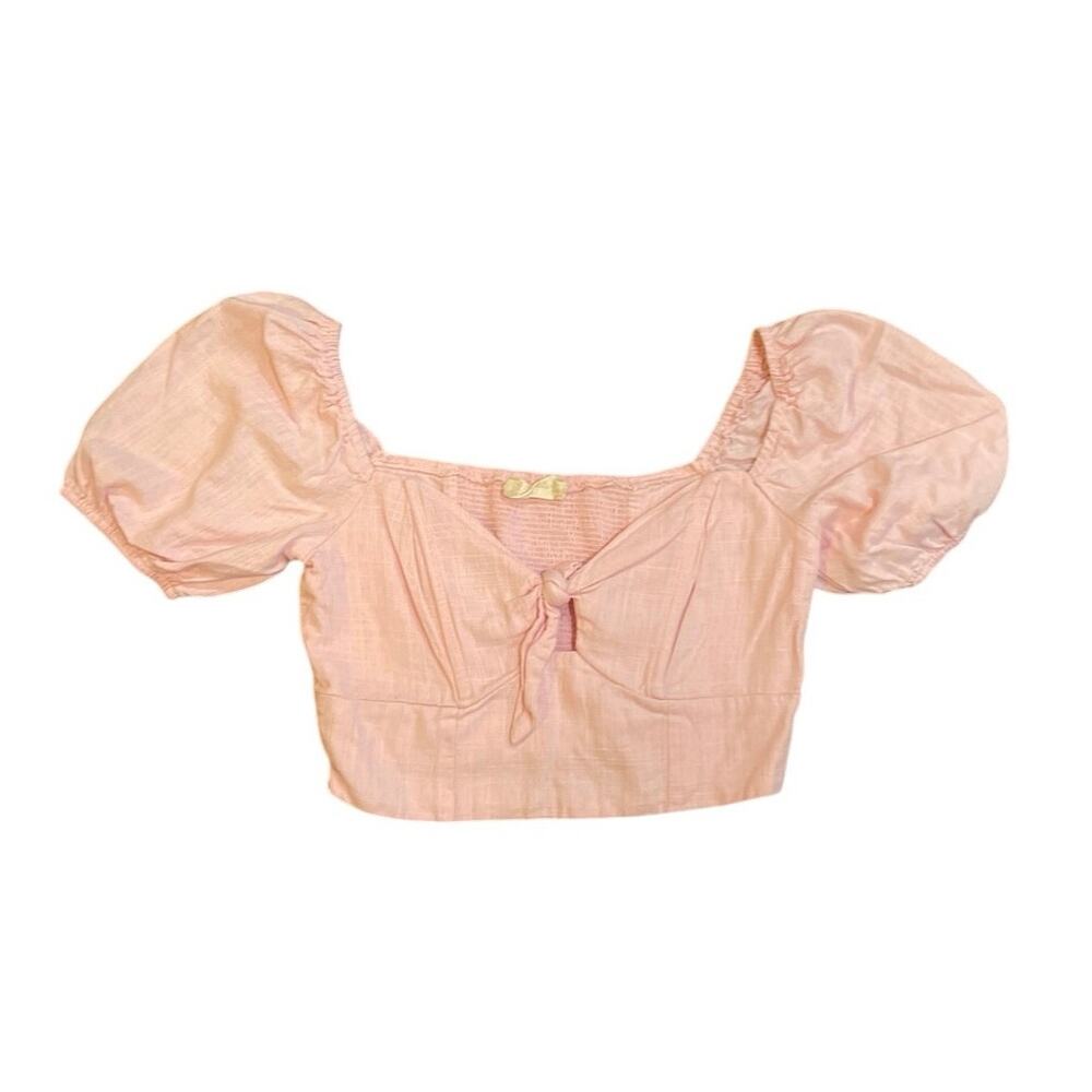 Altar'd State Pink Cottage Core Crop Top SZ S Milkmaid Playful Flirty Coquette